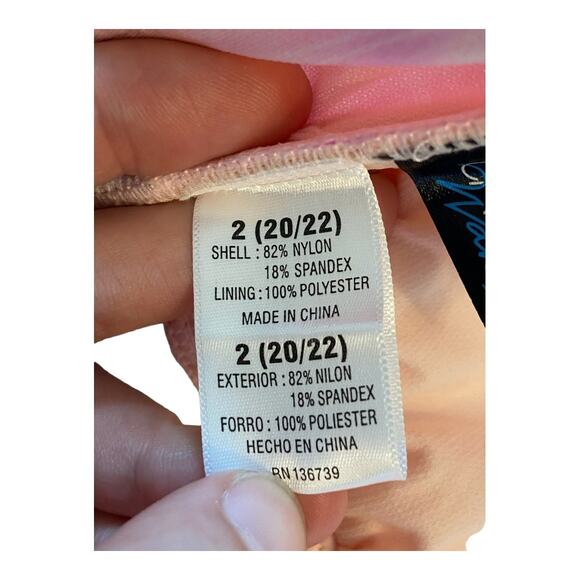 California Waves Trendy Tie-Dye Drawstring Tankini Top Multi Pink Size 20/22 - Picture 10 of 10